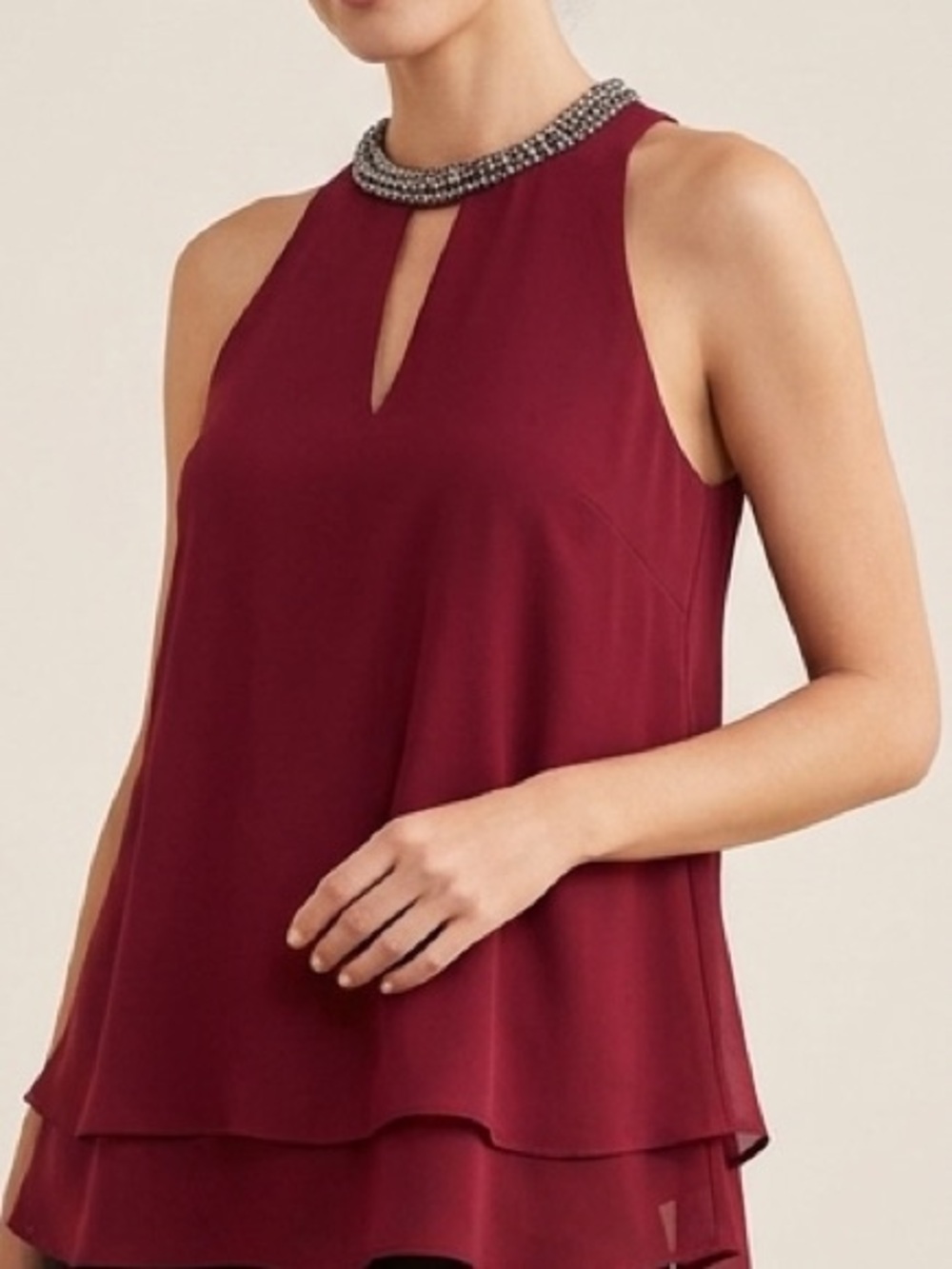 Beaded Neck Sleeveless Top